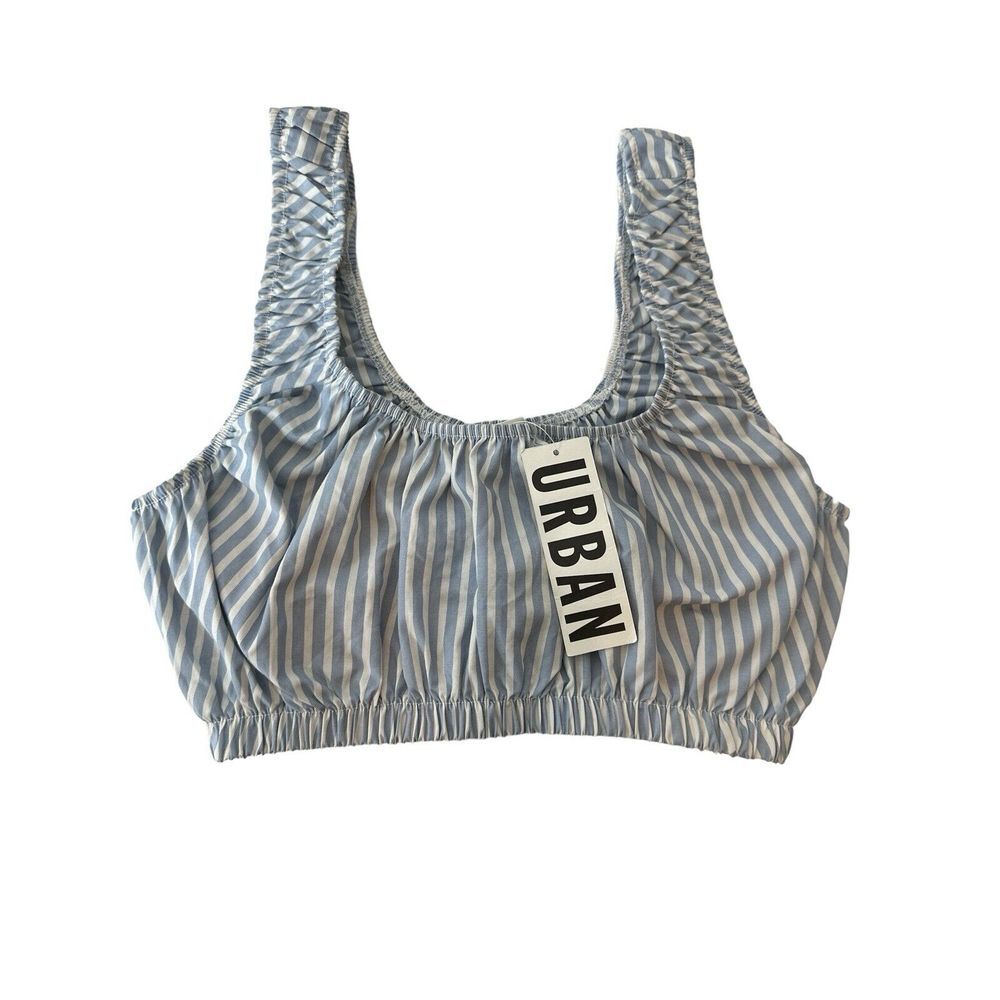 URBAN OUTFITTERS Blue White Stripe Crop Top - Milk Maid Top women's Medium